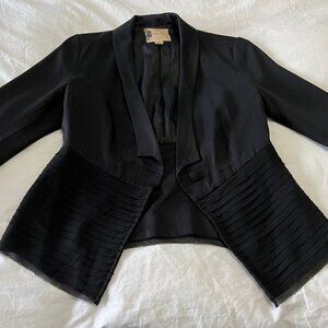 Anthropologie Women's Fleur Wood Black Tiered Layered Blazer Jacket Size 8